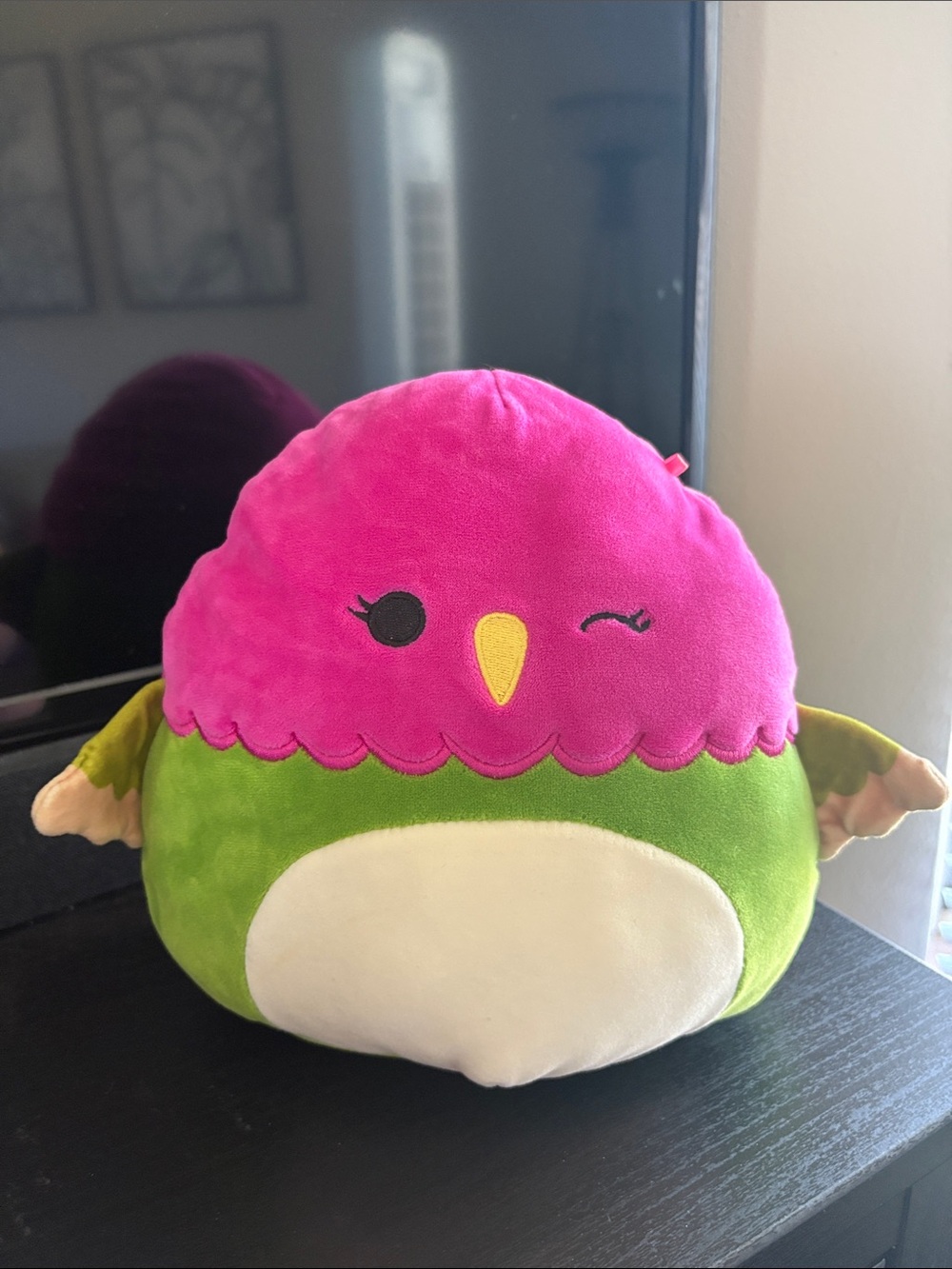 Squishmallow Plush Bird Pet Toy - Pink and Green Soft Plush